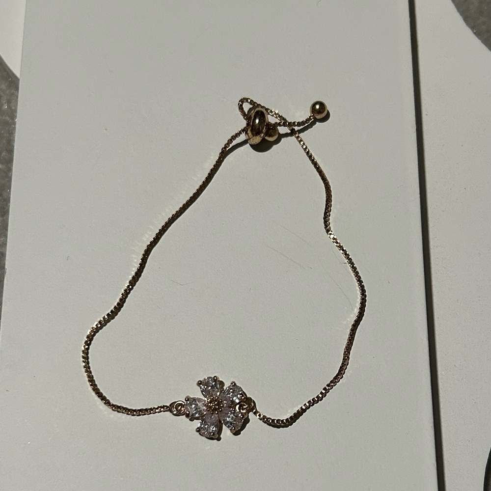 Crystal Flower Gold Adjustable Bracelet